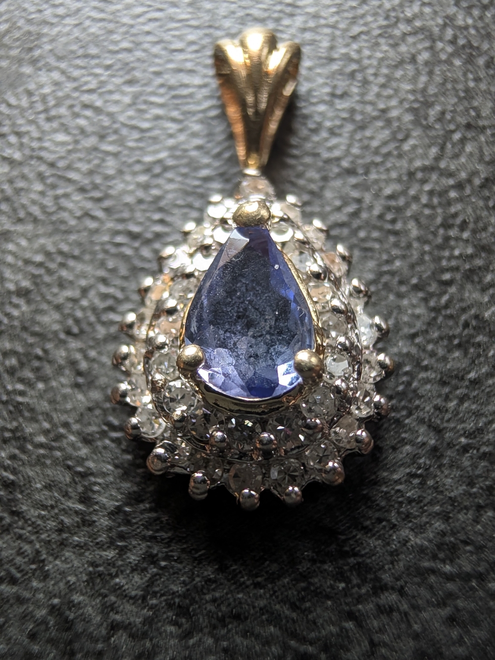Solid 10K Tanzanite/Diamond Pendant